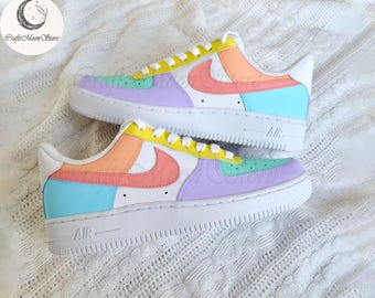 Custom Pastel Colorful AF1 Sneakers, Air Force 1 Hand Painted, Personalized Shoes