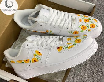 Custom Sunflower AF1 Sneakers, Air Force 1 Flower Hand Painted, Personalized Shoes