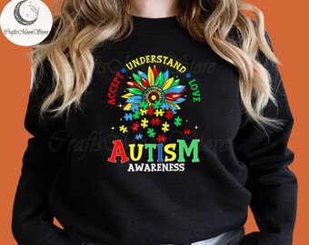 Autism Awareness Puzzle Svg, Accept Understand Love Design (Digital Download)
