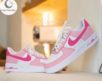 Zapatillas AF1 personalizadas Pink Line, Air Force 1 pintadas a mano, zapatos personalizados