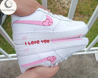 Zapatillas Air Force 1 "Te amo", pintadas a mano, regalo de San Valentín, zapatos personalizados