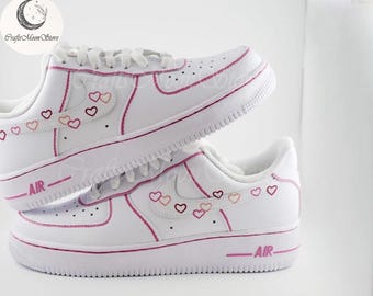 Custom Heart AF1 Sneakers, Valentine Hand-Painted, Valentine Day Gift, Personalized Shoes
