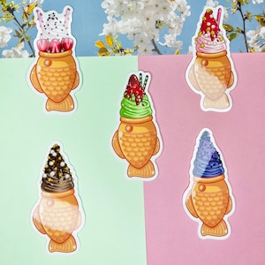 Dessert Taiyaki Ice Cream Cute 3” Vinyl Sticker