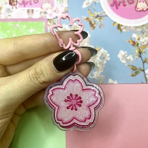 Snack Biscuit Sakura/Cherry Blossom Cute 2” Vinyl Keychain/Keyring with Sakura Holo