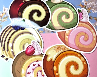 デザートクリームロールケーキ かわいい3インチビニールステッカー