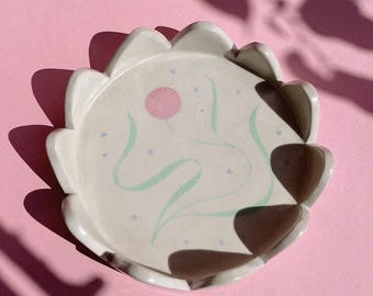 ヴィンテージブラックトールトレイ：手描きの花柄デザイン - Etsy 日本