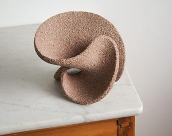Terracotta Ceramic Sculpture: Biomorphic Stoneware Art, Handmade Table Decor