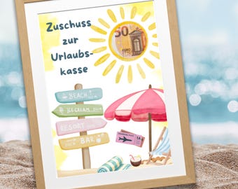 Regalo di compleanno, regalo di vacanza, sovvenzione in denaro, regalo per realizzare un desiderio, regalo in contanti, cornice per foto, stampa digitale, download, regalo dell'ultimo minuto