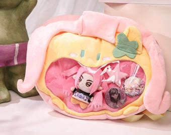 Niedlicher, transparenter Plüschrucksack – Kawaii-Schultertasche mit großem Fassungsvermögen, ideal als Geschenk für Mädchen