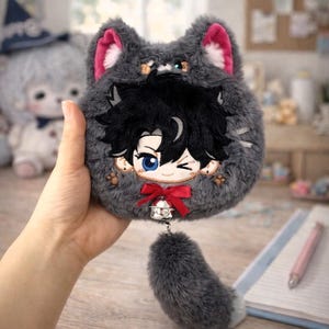 Dark Kawaii Plush Coin Purse Cat Ear Wallet Cute Anime Style Mini Bag Soft Zipper Pouch Goth Aesthetic Keychain Gift