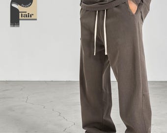 Loose Straight Pants | Retro Draping Sports Trousers | Casual Wear | Streetwear Korean Style