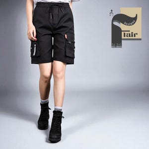 Unisex Black Cargo Shorts | Oversized Wide Leg Fashion | High Waist Baggy Style | Streetwear Summer Attire