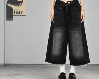 Denim Baggy Jorts | Unisex Wide Leg Shorts | Oversized Streetwear Pants | Vintage Y2K Bottoms