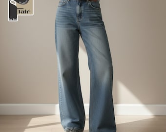 Vintage Denim Jeans | Wide Leg Streetwear Pants | Casual Fashion | Washed Stylish Design