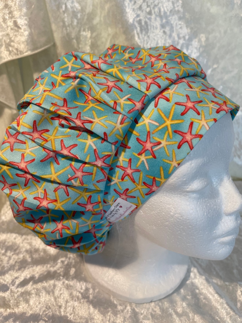 Starfish all over Bouffant Style Surgical Hat