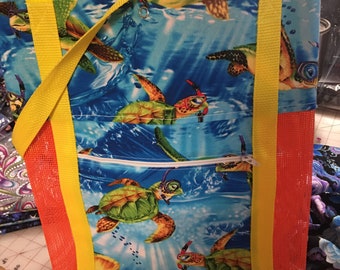 Mesh Beach Bag featuring Sea Turtles with Snorkels