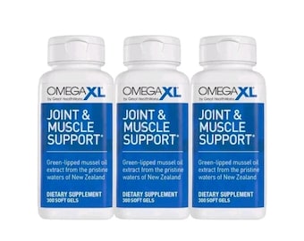 3 PACK Omega XL Joint Muscle Support Supplement, 300 Green Lipped Mussel Soft Gels
