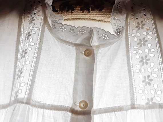 Antique Cotton Nightgown Eyelet Trim