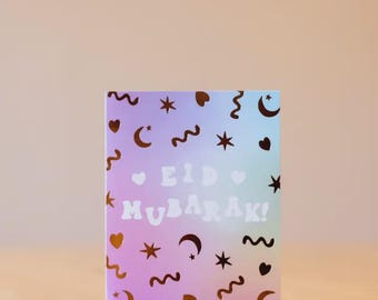 Eid Mubarak Greeting Card | Groovy Modern Illustration | Islamic Holiday Card | Muslim Gift