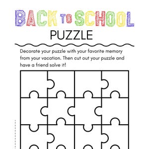 First Day of School Puzzle Activity – Printable Kids Craft Worksheet | Fun DIY Back-to-School Icebreaker Game