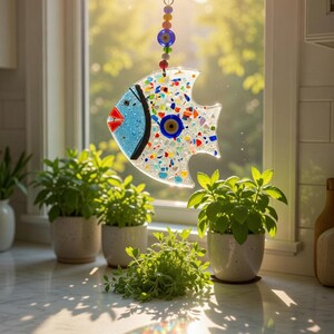 Fused Glass Fish Suncatcher, Fish Wall Art, Coastal Home Decor immagine 18