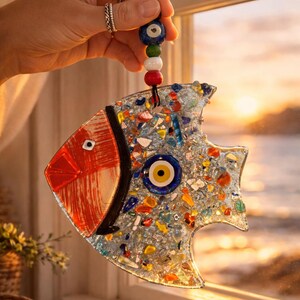 Fused Glass Fish Suncatcher, Fish Wall Art, Coastal Home Decor immagine 10