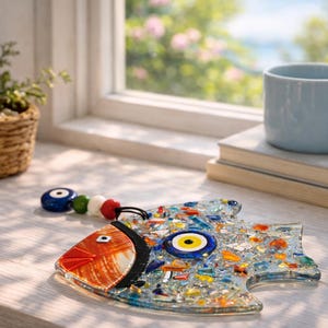 Fused Glass Fish Suncatcher, Fish Wall Art, Coastal Home Decor immagine 9