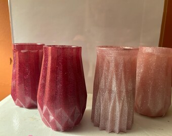 Set of 3 Vases, 4-Inch Tall Custom Color Combination, Home Decor