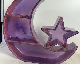 Moon Shelf with Star Accent, Resin Display Shelf