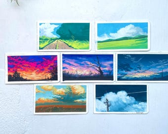 Pintura al gouache / Postal pintada a mano / Mini obra de arte original