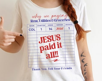 Jesus Paid It All PNG, Christian Guest Check Shirt Design, Christian SVG designs bundle, Jesus file svg, png, eps, ai and pdf