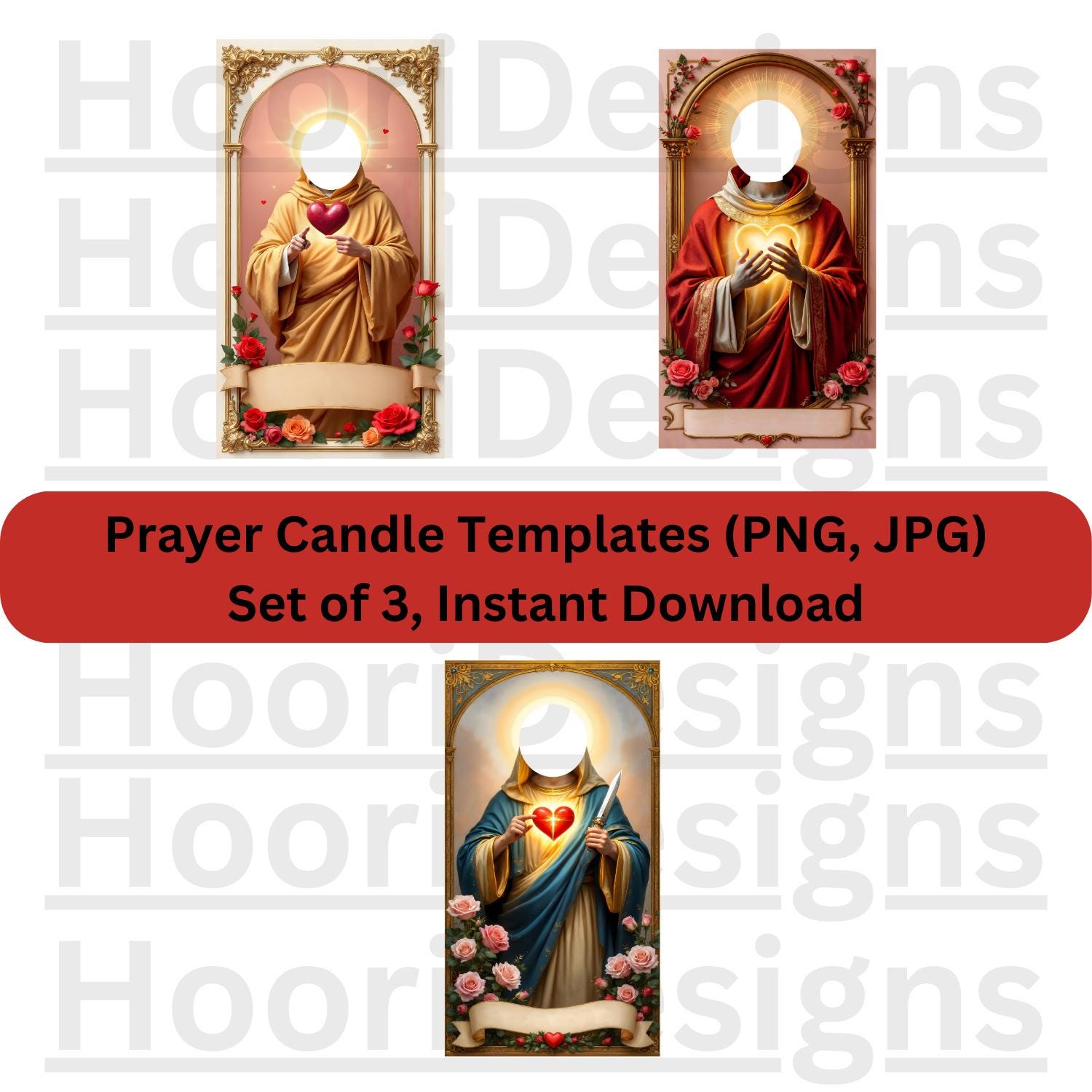 PNG Prayer Candle Templates (set of 3), Saint Image Png, JPEG Prayer