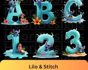 Letras de Disney Lilo y Stitch (Png y jpg), Gráficos de la familia Stitch (Png), Fuente de fiesta de Lilo y Stitch (Png y jpg)