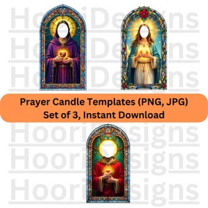 PNG Prayer Candle Templates (Set of 3), Saint Image png, JPEG Prayer Candle Templates, prayer candle png & jpg, Digital Download Templates