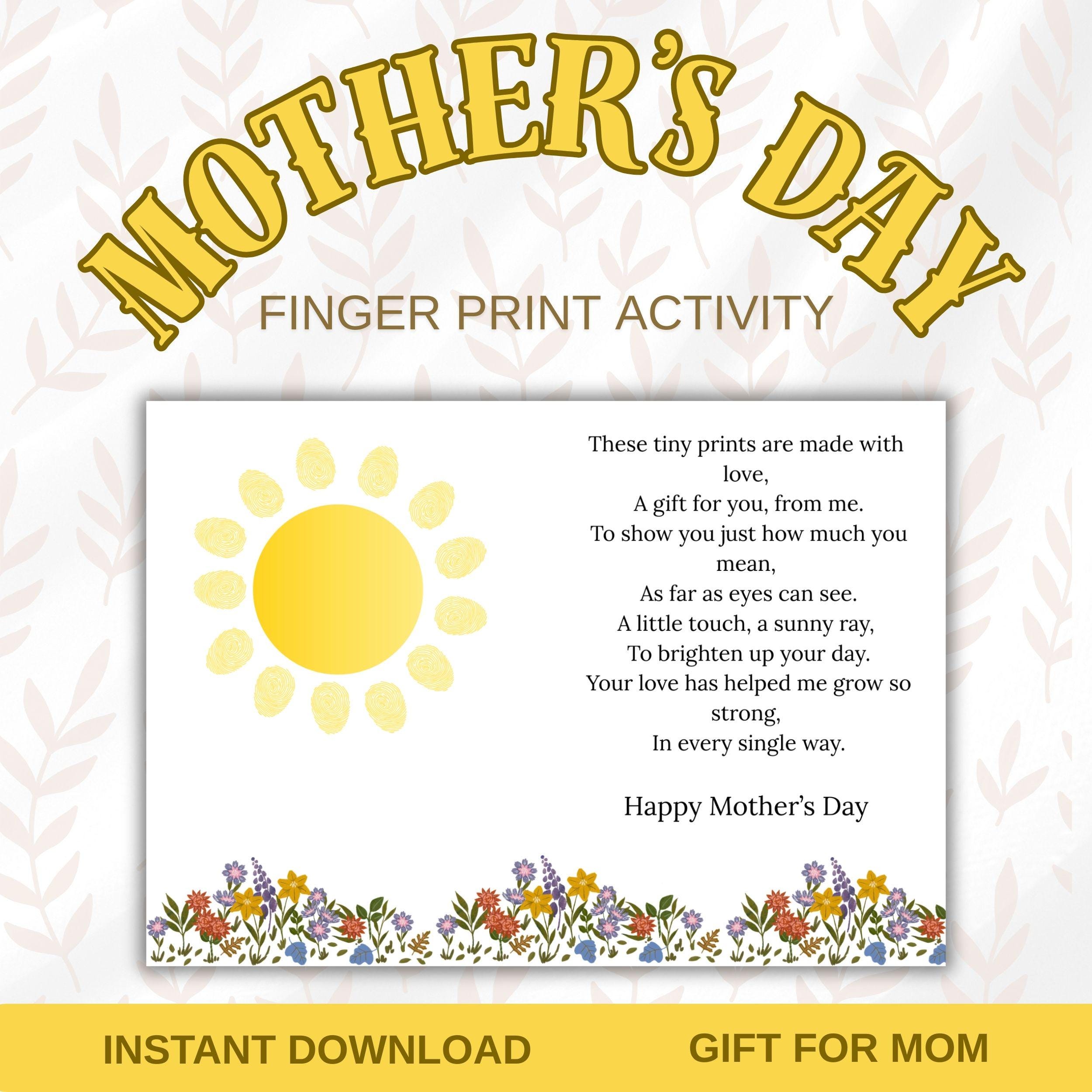 Mother's Day Fingerprint Poem Craft: Kids Keepsake (Digital Download)