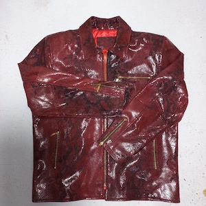 Veste en cuir tendance, veste en cuir texturée peau de serpent, veste de luxe, veste en cuir premium, veste fabriquée à la main