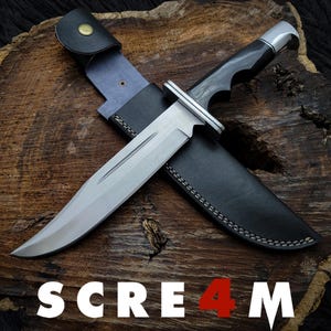 Handmade Scream 4 Replica Knife With Leather Sheath | Ghostface Knife | Buck 120 Hunting Knife | Gifts for him | Cosplay Items | Movie Knife