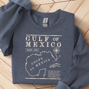 Golf von Mexiko Karte Sweatshirt, Golfküste, Geschenk für Demokrat,Anti Trump Pullover,Texas Alabama Mississippi Florida Beach Pullover,Ocean Lover's