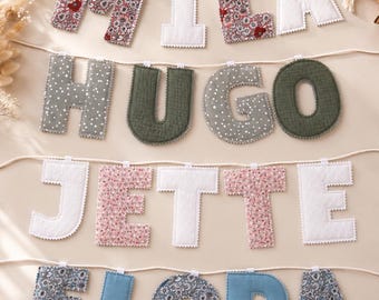 Personalisierte Namensgirlande aus Stoff | individuelle Buchstabenkette | Stoffbuchstaben Wimpelkette Kinderzimmer | Baby Deko | Handmade