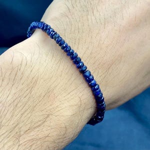 Genuine Sapphire Beaded Stretch Bracelet - September Birthstone