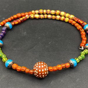 Vintage Multicolor African Glass Bead Necklace