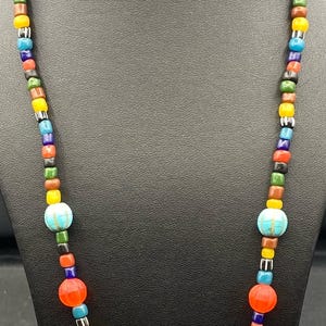 Vintage Multicolor African Glass Bead Necklace