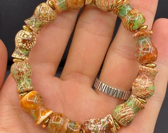 Vintage Agate Beaded Bracelet: Antique Aqeeq Gemstone Jewelry