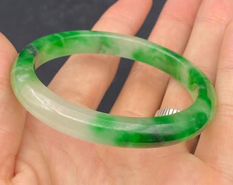 天然蛇紋翡翠バングル：本物グレードA、60.5mm - Etsy 日本