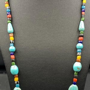 Vintage Multicolor African Glass Bead Necklace