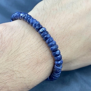 Genuine Sapphire Beaded Stretch Bracelet - September Birthstone