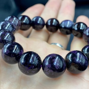 AAAA Grade African Sugilite Bracelet: Deep Purple Crystal Beads