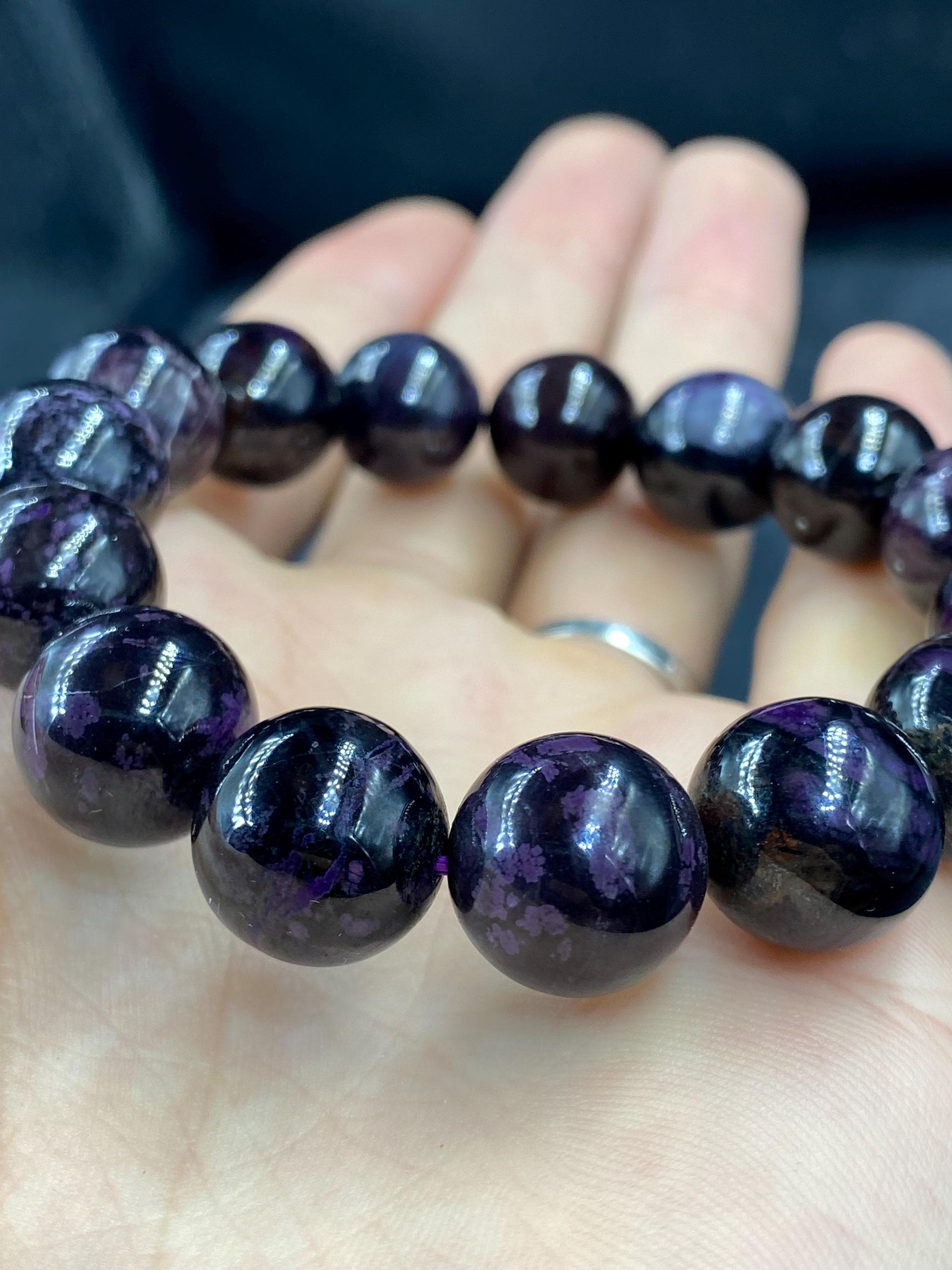 AAAA Grade African Sugilite Bracelet: Deep Purple Crystal Beads