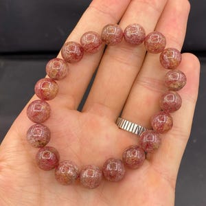 beautiful strawberry quartz beads bracelet 10 mm
