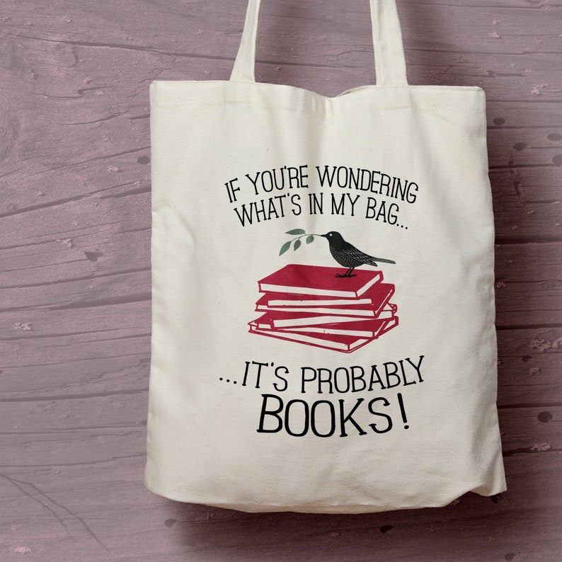 Book Lovers Printed Cotton Tote / Shopping / Book Bag / Gift image 1